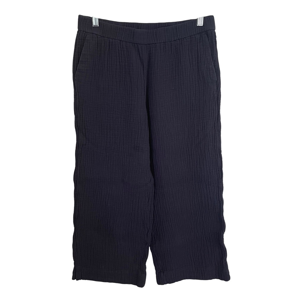 J. Jill Pure Jill Navy Blue Cotton Gauze Relaxed Cropped Pants Small Petite